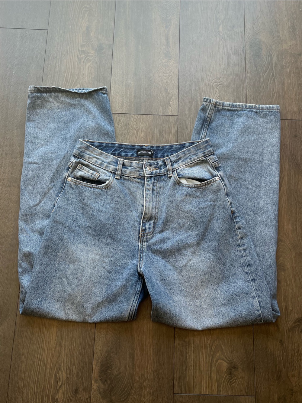 NWOT PrettyLittleThing Distressed Wide Leg Jeans
